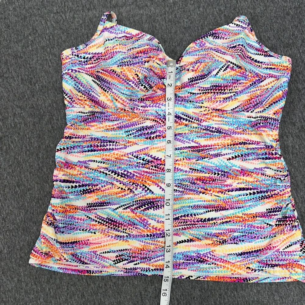 Croft & Barrow Tankini Swim Beach Top Vibrant Multicolor Twist Front Lined Sz 16